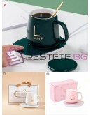 Чаша с котлон капак и лъжичка керамична с дръжка